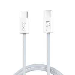 Cabo USB-C Macho para USB-C macho, 60W, branco, 1 metro