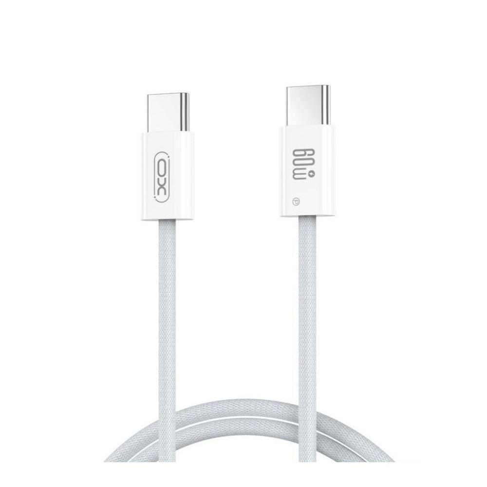 Cabo USB-C Macho para USB-C macho, 60W, branco, 1 metro