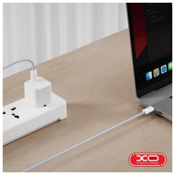 Cabo USB-C Macho para USB-C macho, 60W, branco, 1 metro