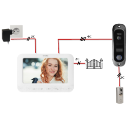 Vídeo Porteiro visor LCD 7", branco, VIRONE VDP-68