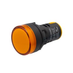 Avisador redondo de painel, LED de 22 mm, 12 V, amarelo