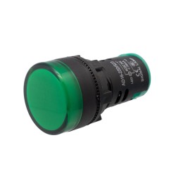 Avisador redondo de painel, LED de 22 mm, 12 V, verde