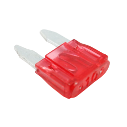 Mini fusível tipo garfo, 10A, 32V, 11mm, vermelho