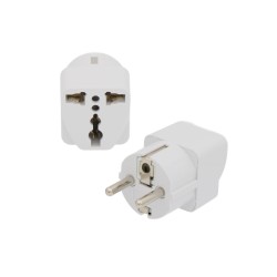 Ficha adaptadora universal para Europa, 250V 10-16A, branca