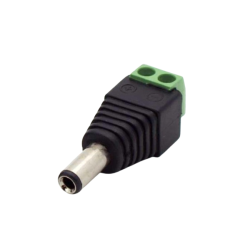Ficha de alimentação DC, macho, 5.5x2.5mm, terminais parafuso