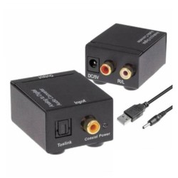 Conversor Áudio Digital Coaxial TOSLINK p/Analógico L+R RCA, PROK