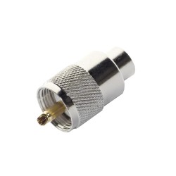 Ficha PL-259 macho, Teflon dourado, para cabo RG-58