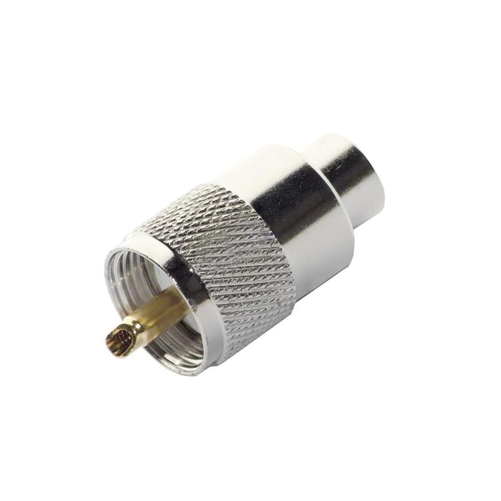 Ficha PL-259 macho, Teflon dourado, para cabo RG-58