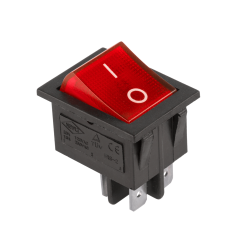 Interruptor luminoso, 4P (DPST) ON-OFF, 250V, 16A, luz vermelha