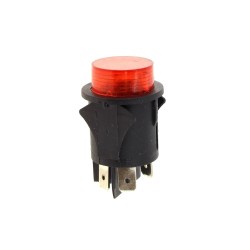 INTERRUPTOR REDONDO ON-OFF DPST-NO COM LUZ VERMELHA