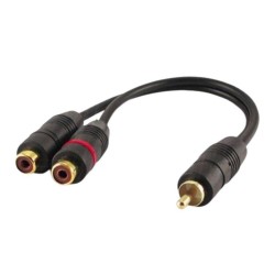 Adaptador Y 1x RCA MACHO / 2x RCA FEMEA 20CM