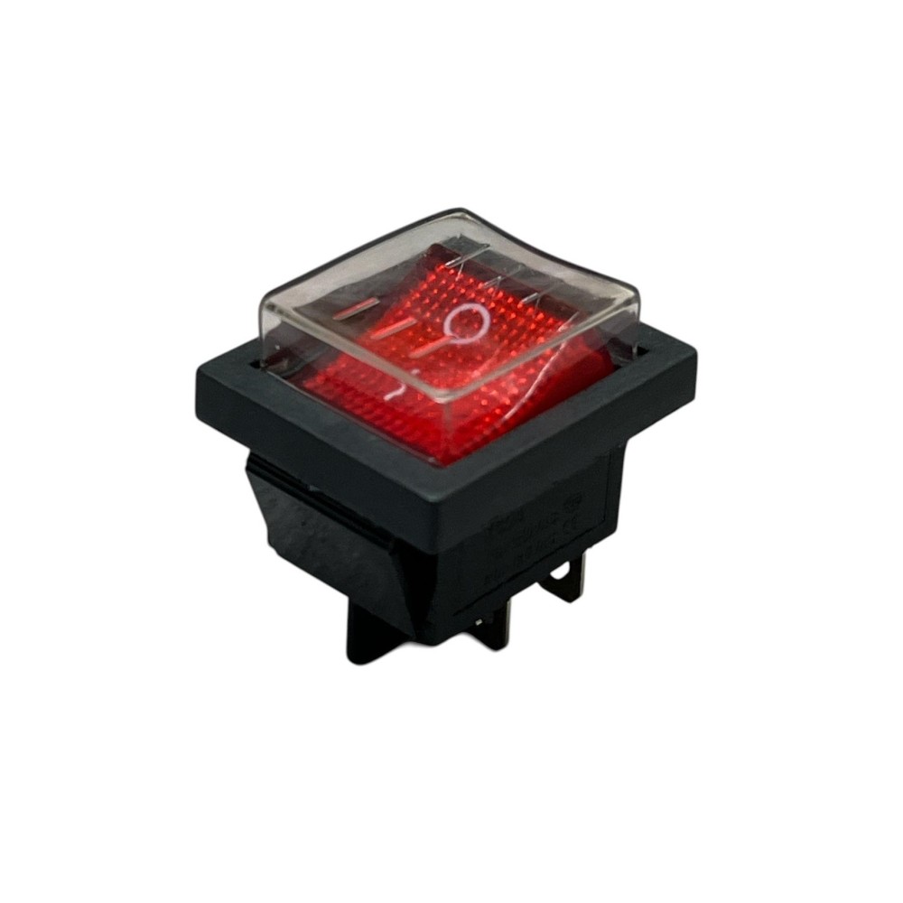 Interruptor com luz e capa de isolamento, vermelho