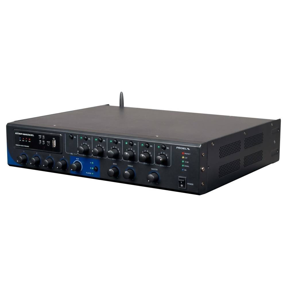 Amplificador misturador 480W@100V 6 zonas