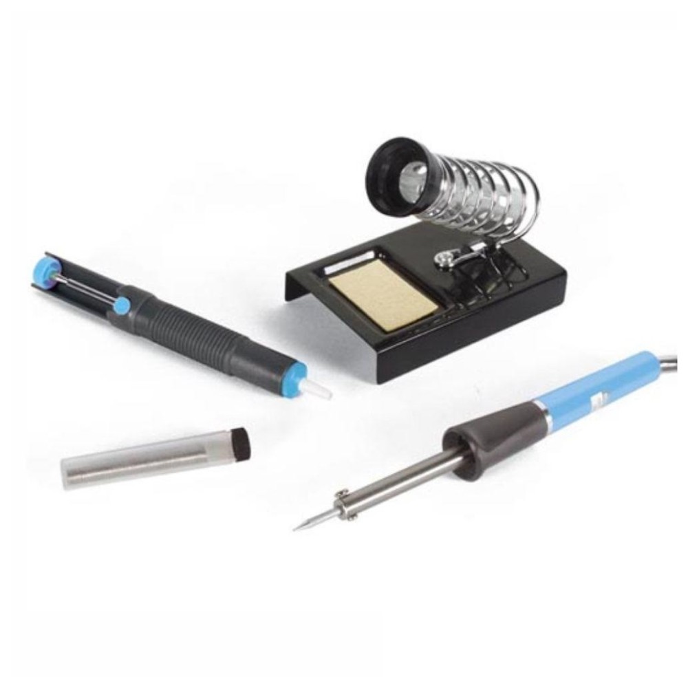 Kit Ferro Soldar + Dessoldador + Suporte + Solda