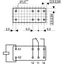Relé eletromagnético, SPDT, 12V DC 16A/250V