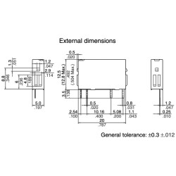 Relé eletromagnético, SPST-NO, 24V DC, 5A