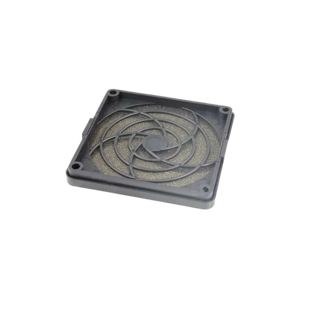 Grelha plástica com filtro para ventilador, 80x80mm