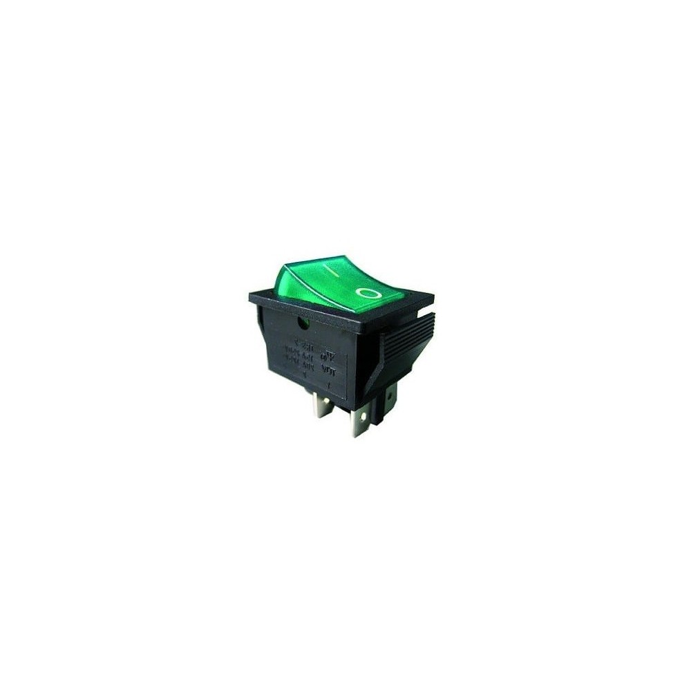 Interruptor luminoso, 4P (DPST) ON-OFF, 250V. 15A, verde