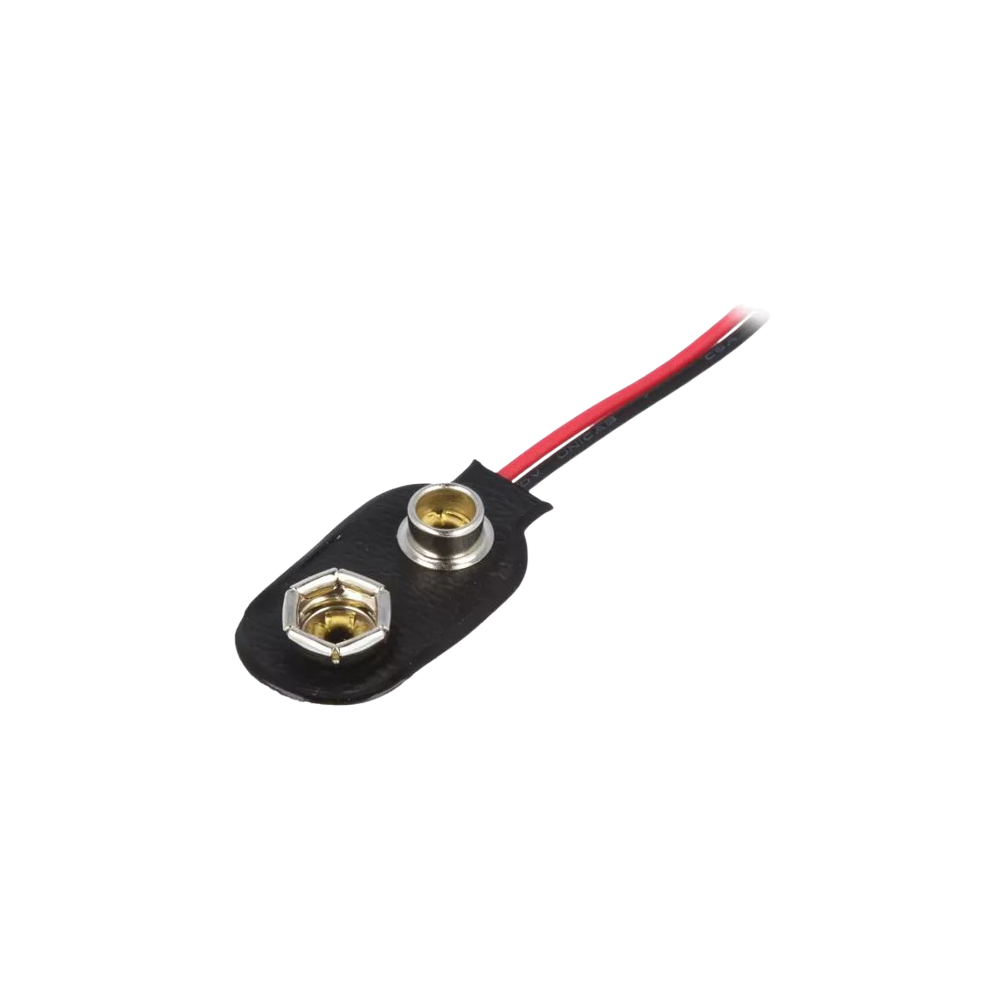 Cabo de alimentação com conector/suporte para pilha de 9V