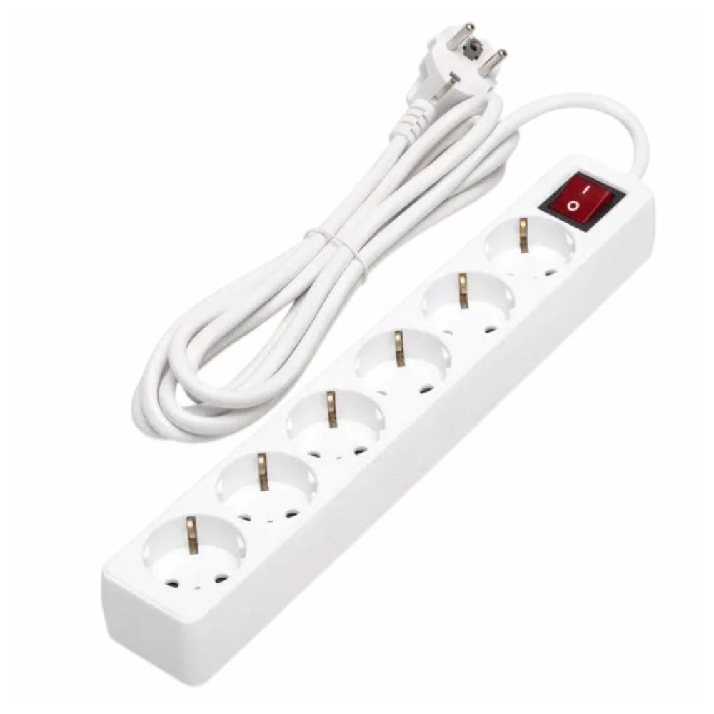 Extensão corrente SCHUKO 6 saídas + interruptor 3 metros