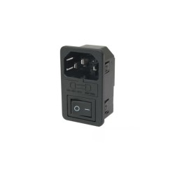 Ficha de alimentação IEC 3P Macho C14, Painel, com Interruptor 10A/250V