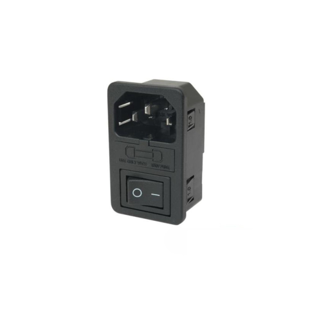 Ficha de alimentação IEC 3P Macho C14, Painel, com Interruptor 10A/250V