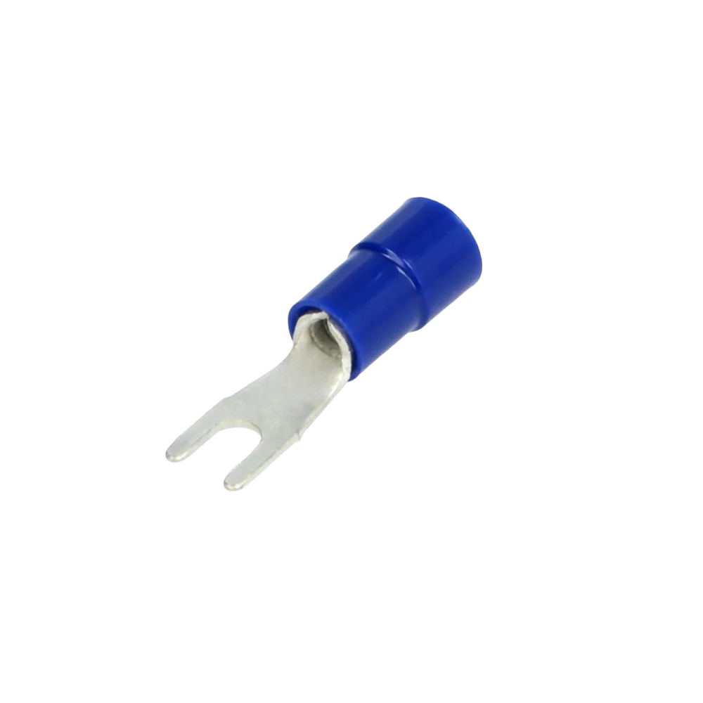 Terminal forquilha isolado azul, 2,5-3,2mm