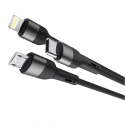Cabo USB-A 3 em 1 USB-C/Lightning/MicroUSB
