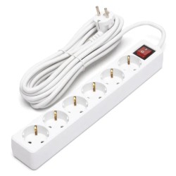 Extensão corrente SCHUKO 6 saídas + interruptor 5 metros