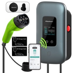 Estação de carregamento Tipo 2 para carros elétricos e híbridos, Trifásica, 22 kW, 32 A, Wi-Fi, LCD, RFID, Smart Life, TUYA, Wal