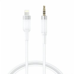 Cabo Lightning Macho / Jack 3.5mm Macho, Branco,1 metro