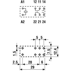 Relé eletromagnético, SPST-NO, 24VDC, 16A/30VDC, 45.71