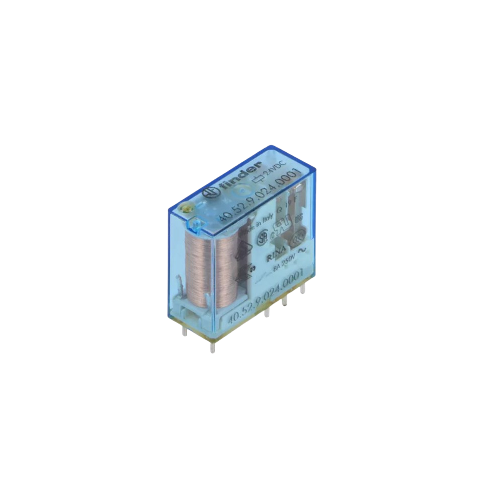 Relé DC 24V/2C/8A – R:5mm, para Circuito Impresso