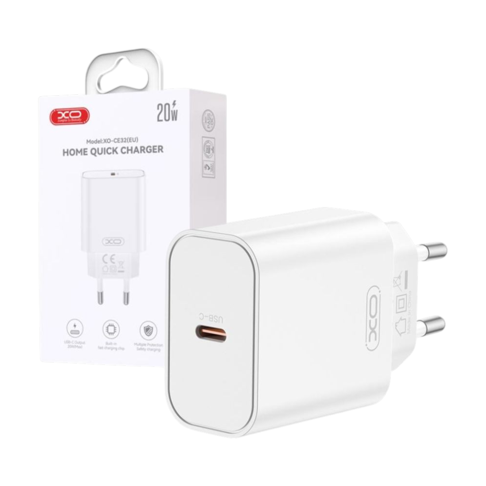 Alimentador USB-C PD 20W Branco XO | Carregador Rápido Power Delivery