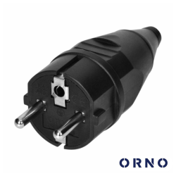 Ficha Schuko Macho 2P+E 16A IP20 ORNO | Ficha Elétrica com Terra 250V