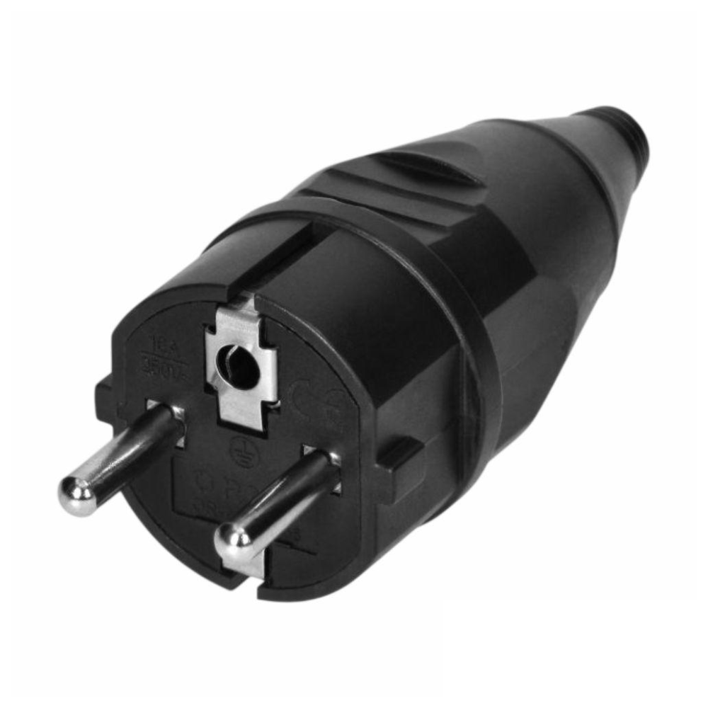 Ficha Schuko Macho 2P+E 16A IP20 ORNO | Ficha Elétrica com Terra 250V