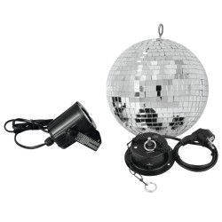 Bola de espelhos 8" 20 cm, motor com motor e pinspot