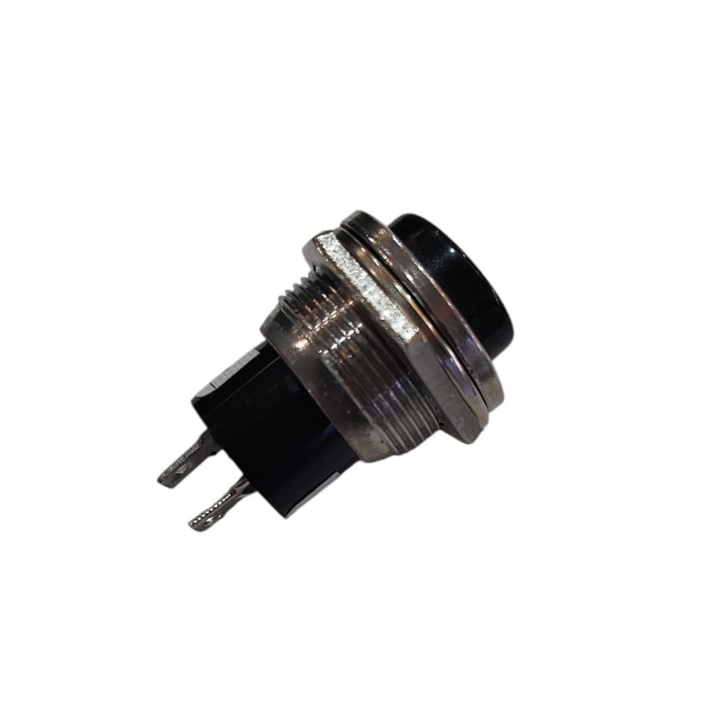Pulsador / Botão Redondo, NF ON-(OFF), 250V/2A - 125V/4A, 20mm, preto