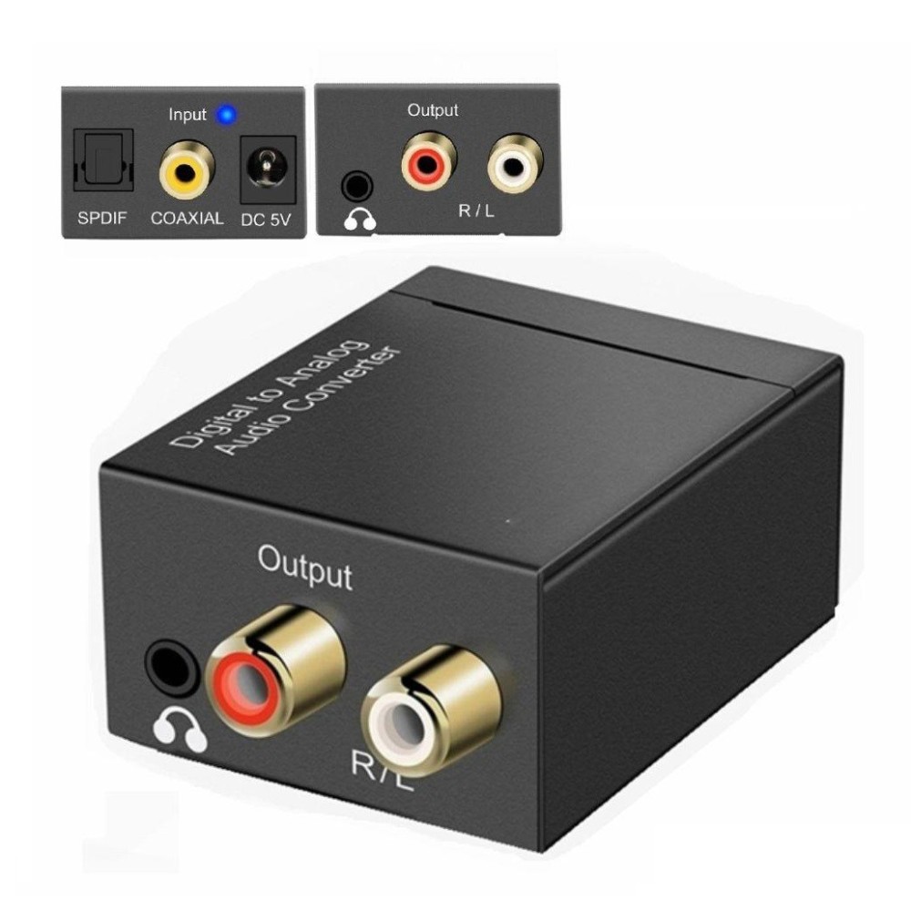 Conversor Áudio Digital Coaxial TOSLINK p/Analógico L+R RCA,
