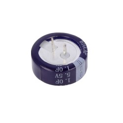Super condensador, montagem THT 0,1F, 5,5VDC, ±20%, Ø13,5x6,6mm, -25÷70°C