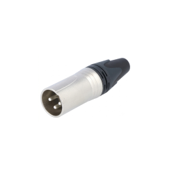 Ficha XLR 3p Macho prateada tipo NEUTRIK