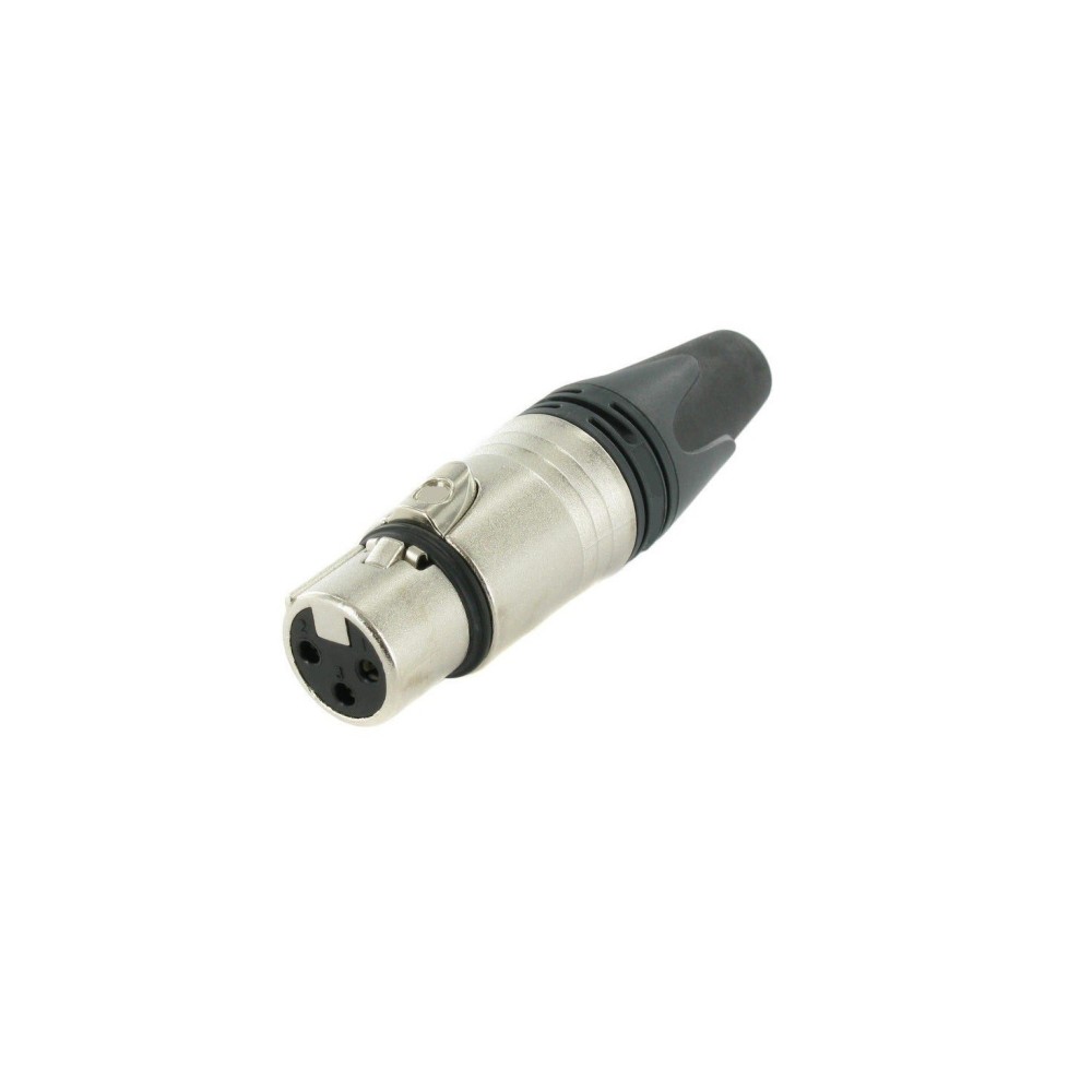Ficha XLR 3p Fêmea prateada tipo NEUTRIK