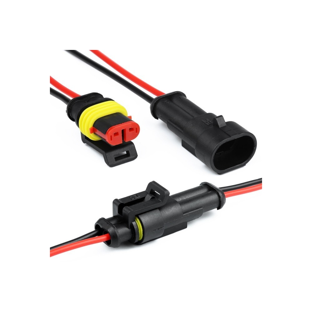 CONJUNTO FICHA AUTOMOTIVA 2P MACHO+FEMEA C/ CABO IP67 SUPERSEAL