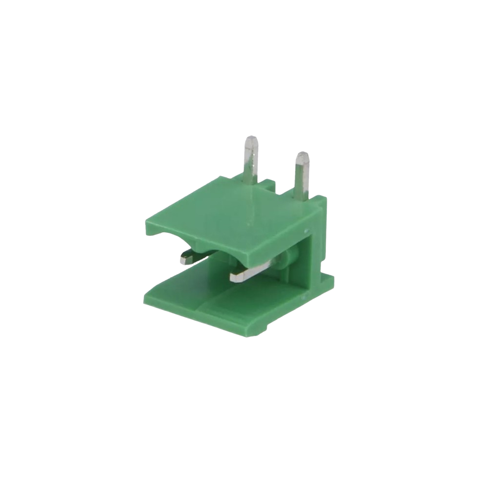 Ficha macho 2 pinos 15A 300V circuito impresso 90° raster 5.08