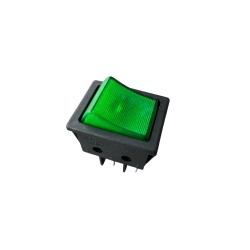 Interruptor basculante, simples, de pressão, luminoso, verde, 22x30mm