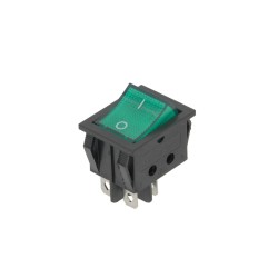 Interruptor luminoso, 4P (DPST) ON-OFF, 250V, 15A, verde