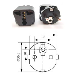Adaptador para viagem universal, 250V 10-16A