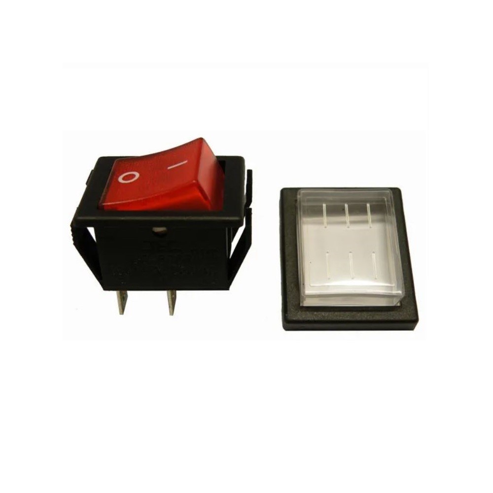 Interruptor com luz e capa de isolamento, vermelho
