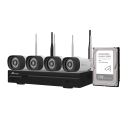 Kit 4 câmeras WiFi 6 NVR 10 canais 1 Disco Rígido 2TB