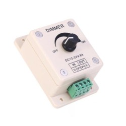 Regulador de Luz LED, Dimmer 0-100%, Branco, 12-24VDC, 8A, 96W